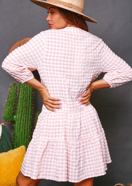 Gingham Tiered Mini Dress ~FINAL SALE