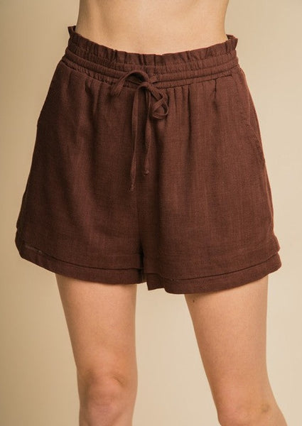High Waisted Crinkled Gauze Linen Shorts~ FINAL SALE