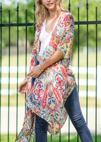 Brighten Up Paisley Print Kimono