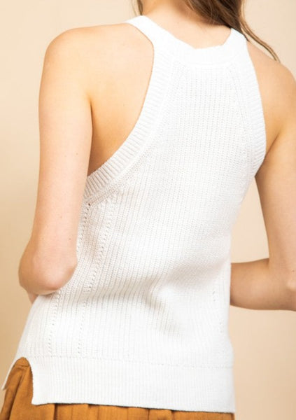 Whisper White Halter Knit Top~FINAL SALE