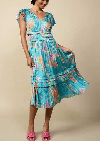 Current Air Sereia Botanical Motif Midi Dress ~FINAL SALE