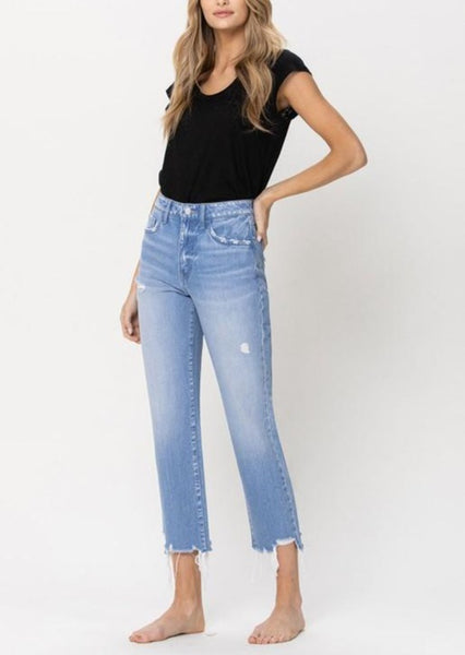 Vintage Vibes High Rise Straight Cropped Jeans