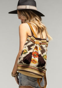 Mojave Tassel Tie Backpack with Suede Straps
