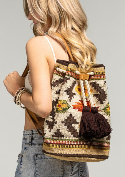 Mojave Tassel Tie Backpack with Suede Straps