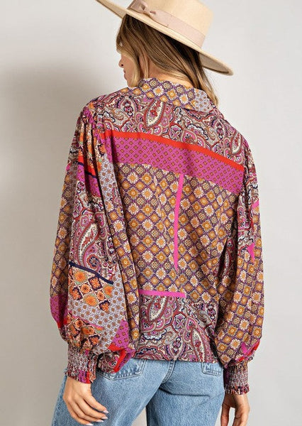 Boho Blouse with Puff Sleeves