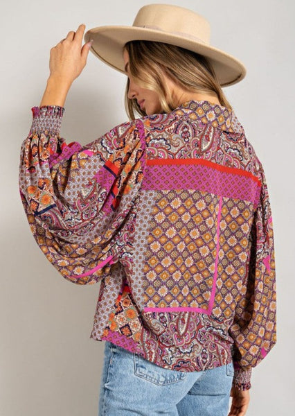Boho Blouse with Puff Sleeves