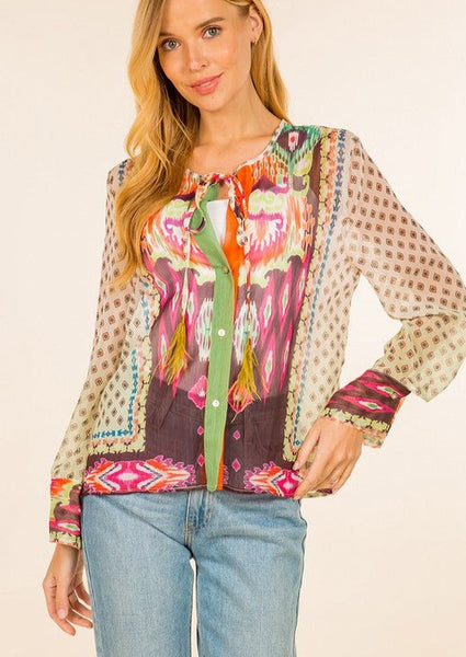 Southern Skies Boho Long Sleeve Blouse