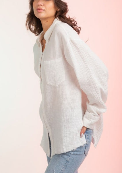 Long Sleeve Double Gauze Button Down Shirt