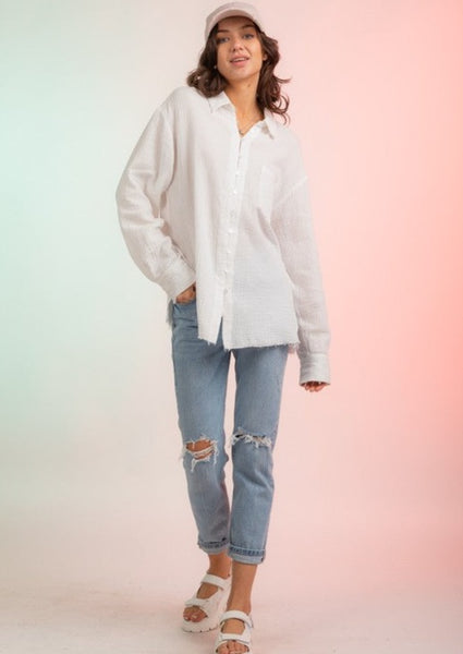 Long Sleeve Double Gauze Button Down Shirt
