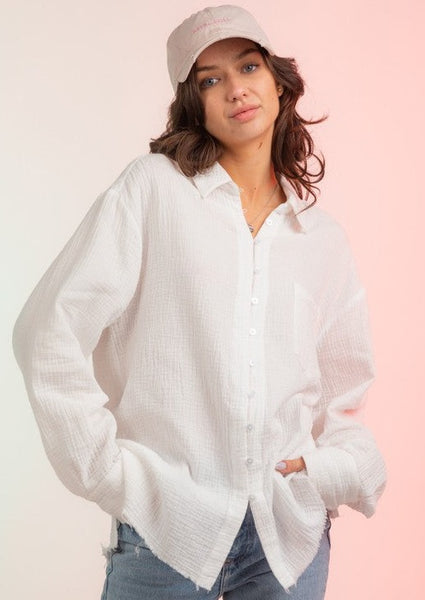 Long Sleeve Double Gauze Button Down Shirt