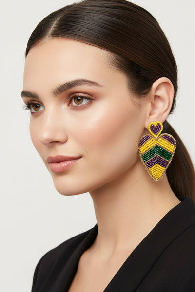 Mardi Gras Colorful Beaded Earrings