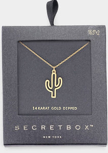 Gold Dipped Cactus Necklace