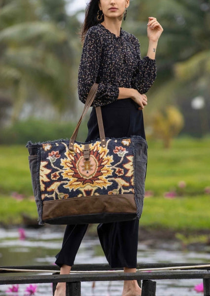 Back in Stock! Black Fern Weekender Carpet Bag
