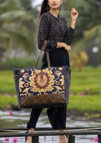 Back in Stock! Black Fern Weekender Carpet Bag