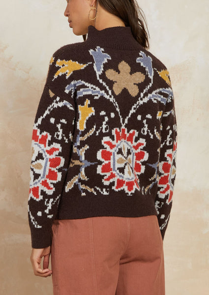 Current Air Chalet Jacquard Knit 3/4 Zip Floral Sweater~ FINAL SALE
