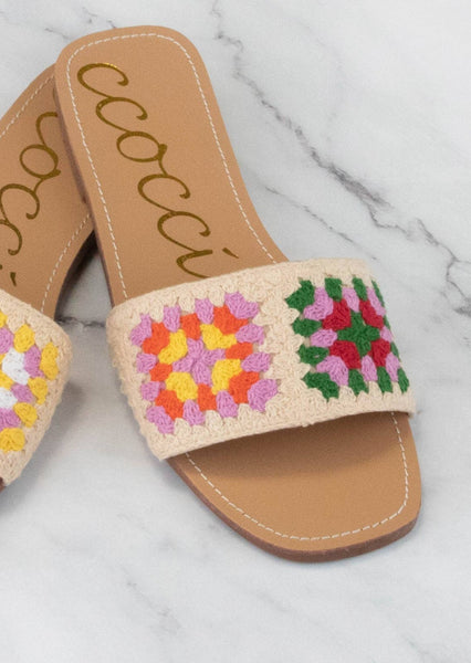 Boho Square Crochet Slide Sandals