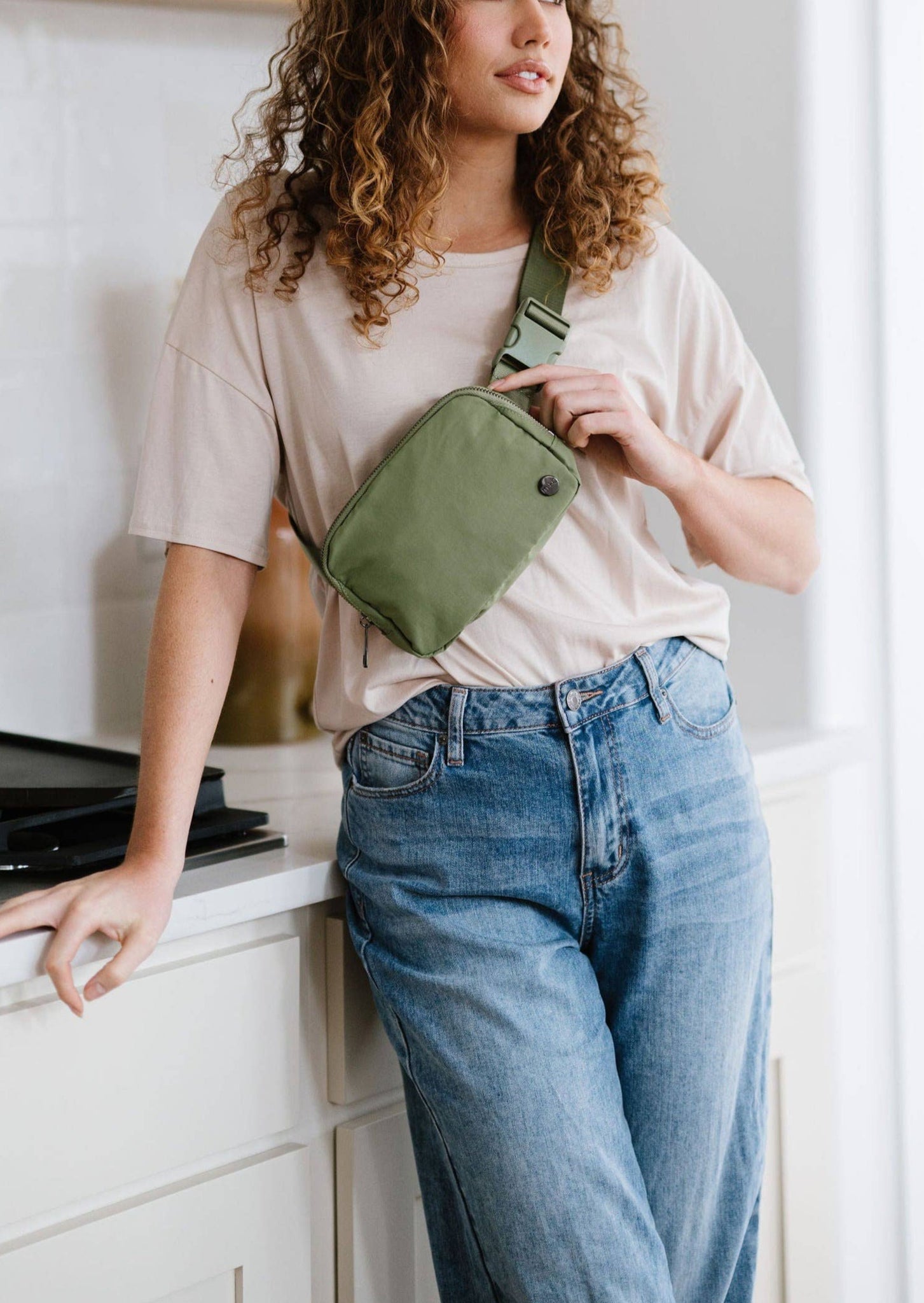 Nylon Belt Bag in Green