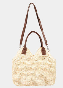 Straw Knit Shoulder Tote Bag