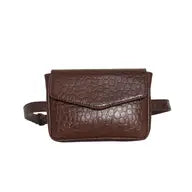 Brown Croc Leather Waist Belt Festival Bag