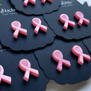 Breast Cancer Awareness Pink Ribbon Studs