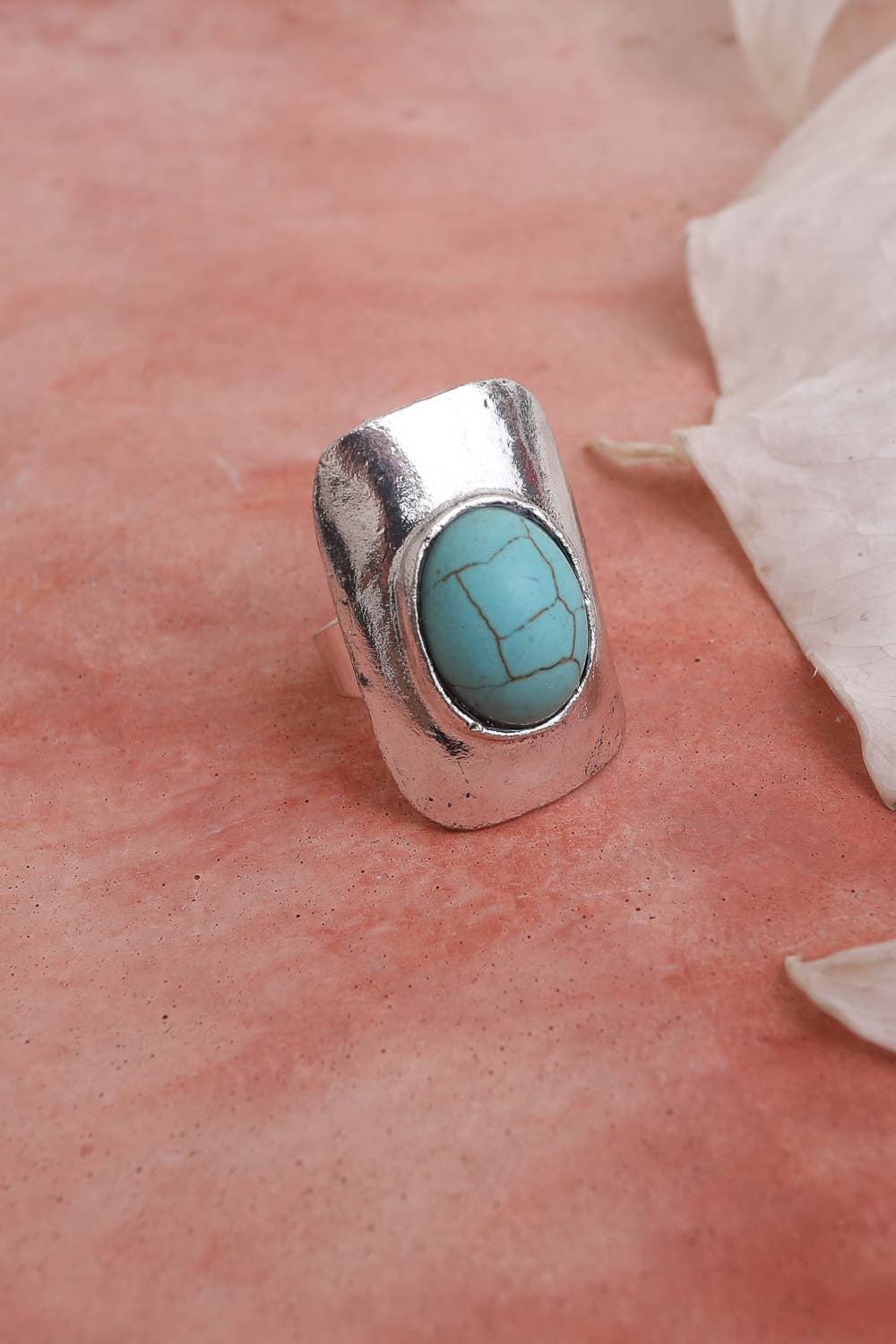 Modern Style Adjustable Turquoise Silver Ring