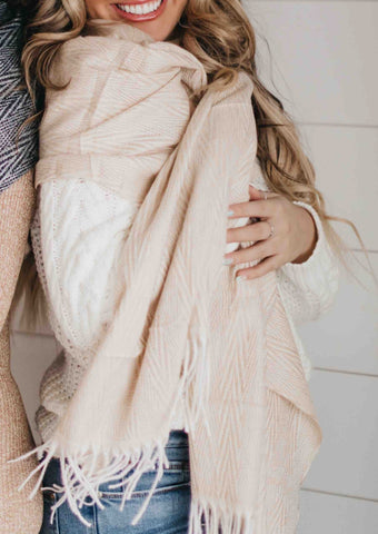 Harmony Wrap Scarf with Fringe Accent Border
