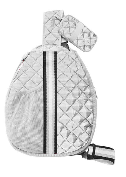 White Quilted Pickle Ball Sling Bag