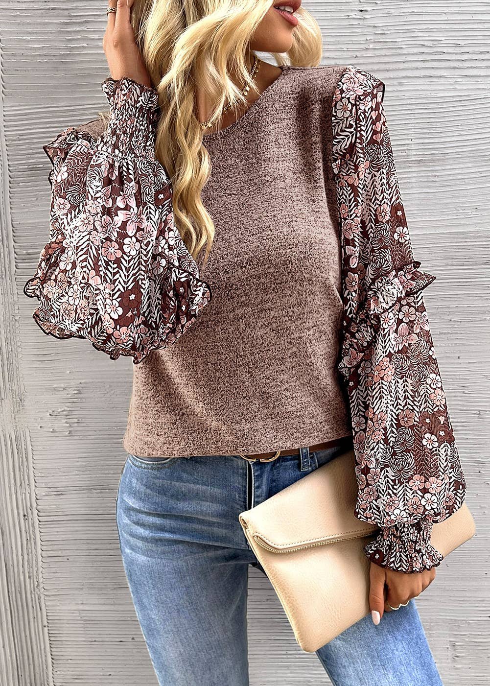 Floral Ruffle Sleeve Top ~FINAL SALE