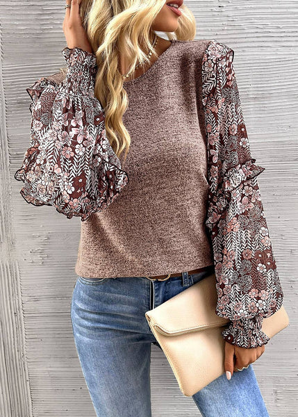 Floral Ruffle Sleeve Top ~FINAL SALE