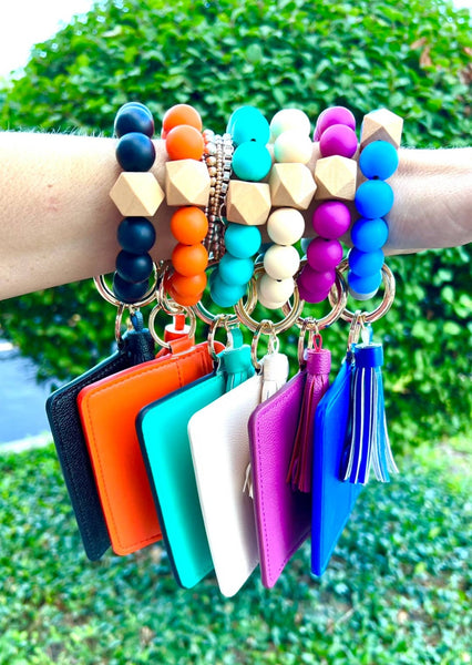 Fall Wallet Wristlet Silicone Bead Tassel Keychains