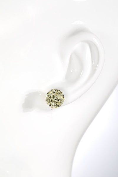 NWT Elegant Round Faux Drusy Gold Stud Earrings