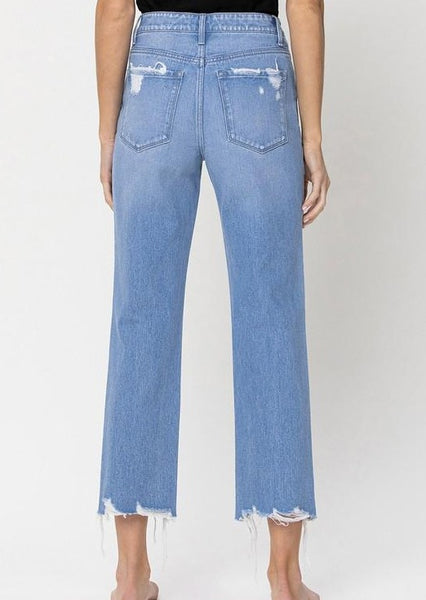 Vintage Vibes High Rise Straight Cropped Jeans
