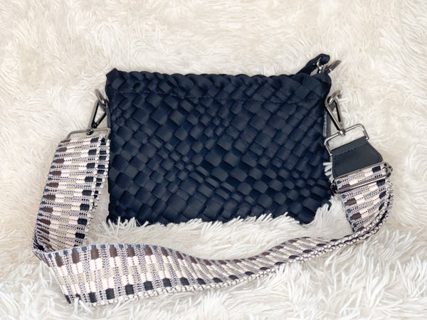 Basic Black Woven Neoprene Crossbody Bag