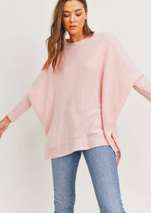Dusty Pink Brushed Knit Loose Fit Top