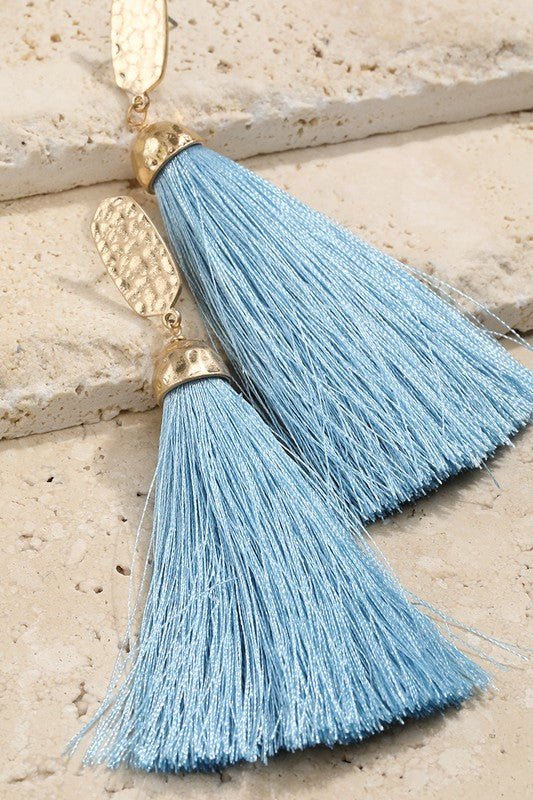 Light Blue Tassel Earrings