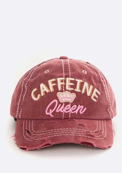 Caffeine Queen Embroidered Baseball Hat Cap
