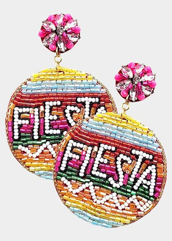 Fiesta Beaded Round Earrings