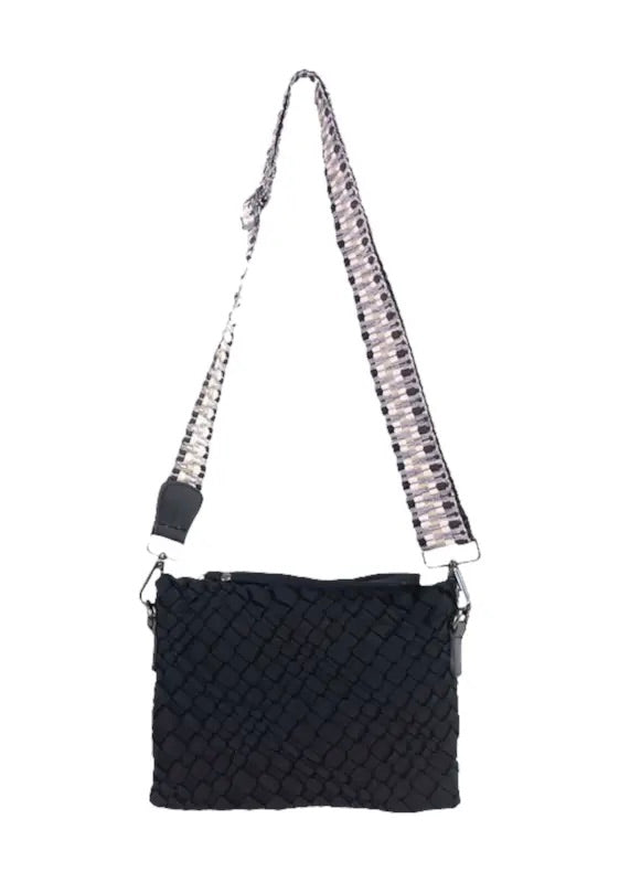 Basic Black Woven Neoprene Crossbody Bag
