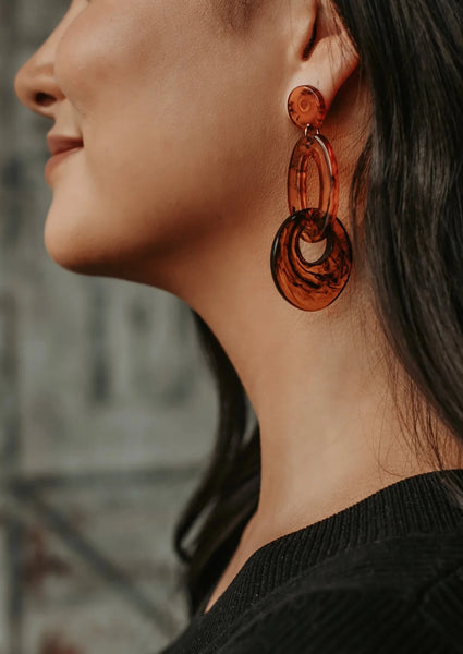 Tortoise Shell Acrylic Earrings