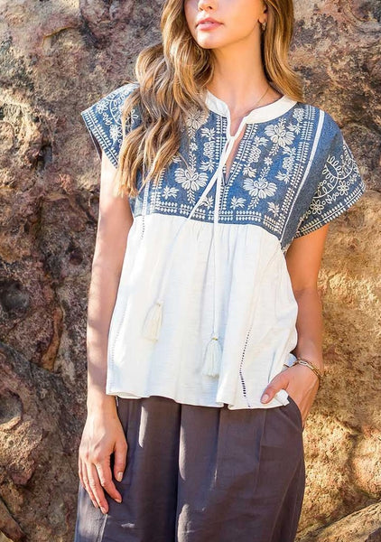 Sky's The Limit Embroidered Top