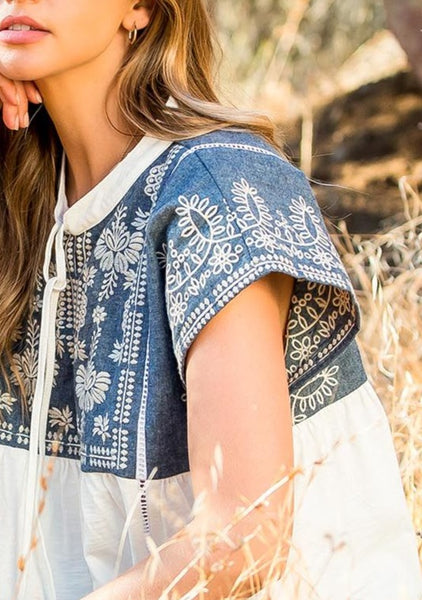 Sky's The Limit Embroidered Top