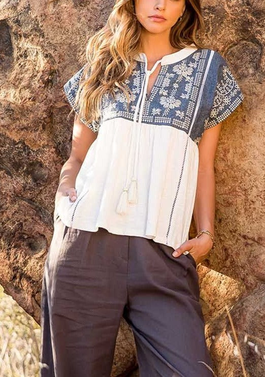 Sky's The Limit Embroidered Top