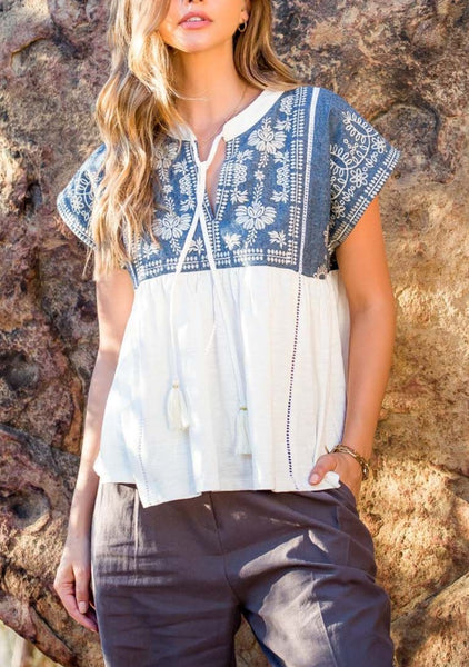 Sky's The Limit Embroidered Top