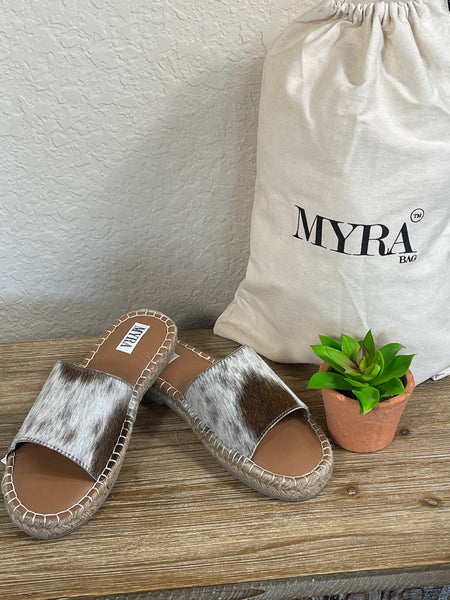 Myra Spruce it Up Leather Cowhide Flat Sandals