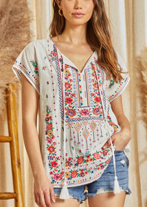 Festive Floral Embroidered Top by Savanna Jane