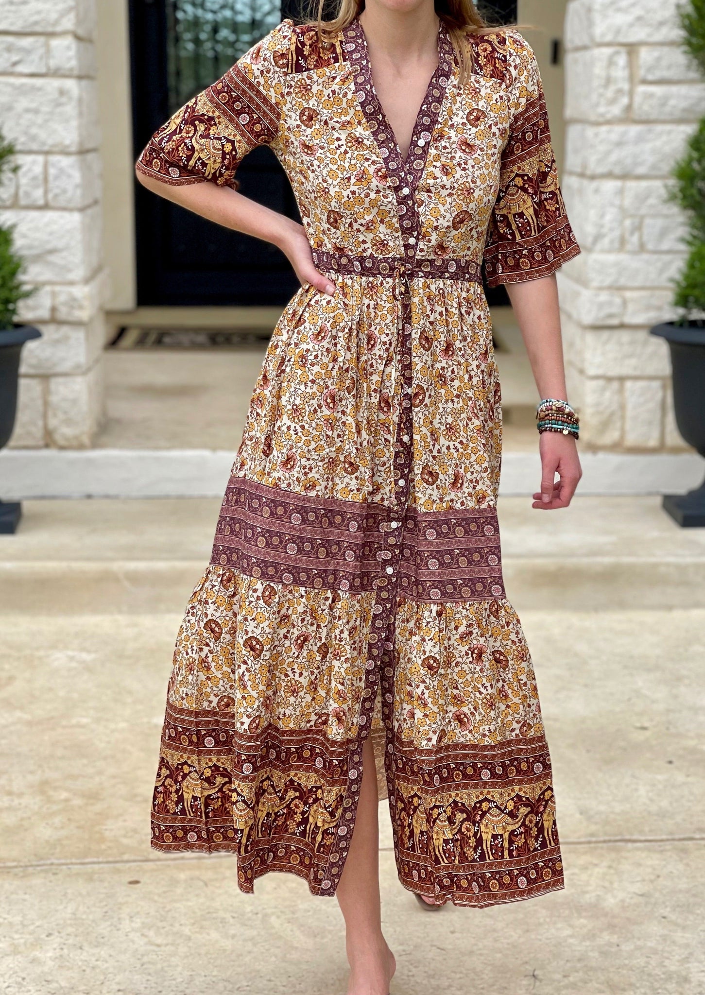 Bohemian Effortless Floral Print Maxi Dress