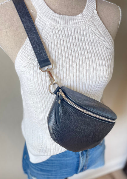 Travel Companion Leather Cross-body Sling Bag in Black