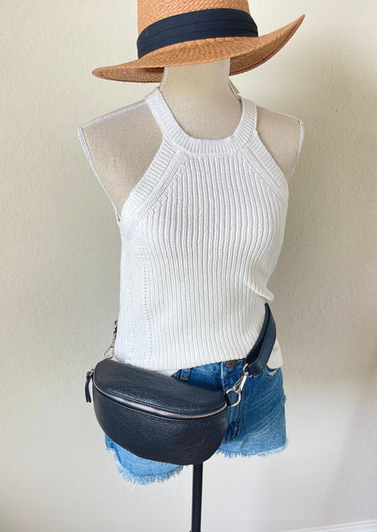 Travel Companion Leather Cross-body Sling Bag in Black