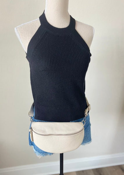 Travel Companion Leather Cross-body Sling Bag in Cream
