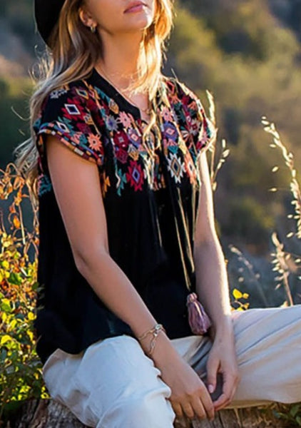 THML Desert Sunset Boho Embroidered Top